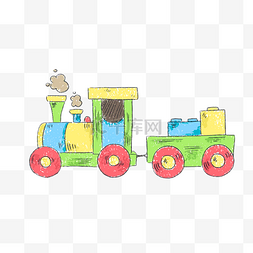 儿童节手绘爱心图片_六一卡通儿童玩具小火车