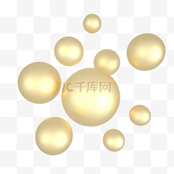 几何立体漂浮元素图片_C4D金色几何立体球漂浮