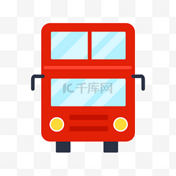 双层大巴士图片_红色巴士手绘插画