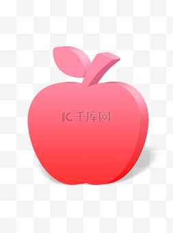 C4D风格卡通红色苹果