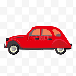 红色高端汽车海报图片_手绘红色小汽车矢量免抠图