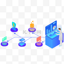 时代信息图片_2.5D蓝色计算机技术场景