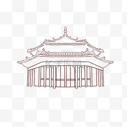 线描中国建筑插画