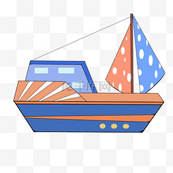 游玩轮船手绘插画