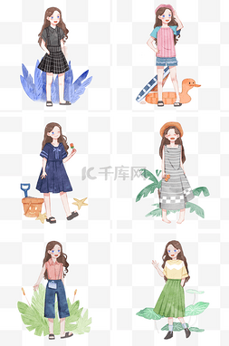 时尚女孩服装图片_夏季服装女孩插画