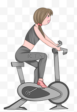 跑步机健身女孩插画