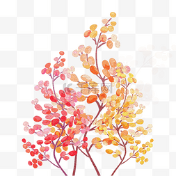 手绘植物花环图片_手绘噪点插画风格水彩植物水果树