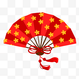 红折扇图片_中国古风红色梅花折扇