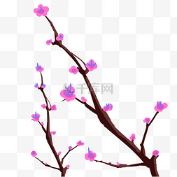 紫色春天的花枝插画