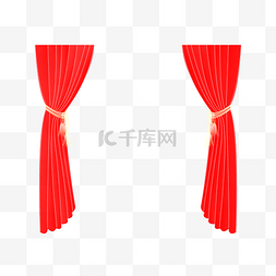 窗帘海报图片_红色舞台幕布矢量装饰