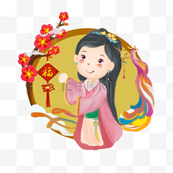 元宵佳节图片_元宵佳节古代小姑娘瑞雪祈福