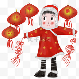 红色的中国结图片_新年快乐手绘插画