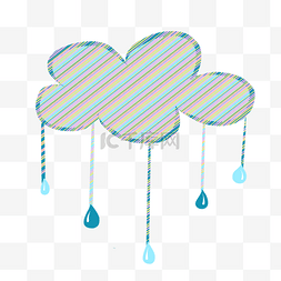 蓝色的雨滴手绘插画