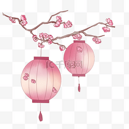 孔明灯图片_中秋节梅花灯笼手绘插画