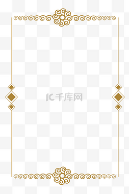 中国风方框图片_新春暗金色烫金曲线花朵菱形矢量