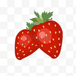 草莓手绘水果图片_手绘红色草莓插画