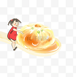 灌汤包图片_美食与可爱少女卡通主题插画灌汤