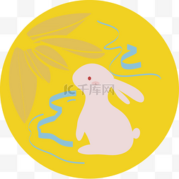 中秋节手绘月亮和兔子