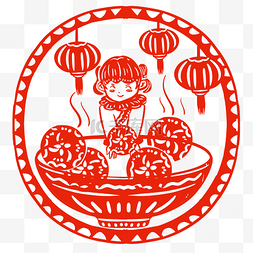 春节农历习俗图片_窗花传统习俗手绘插画