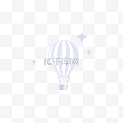 热气球扁平图片_热气球星星淡色卡通扁平背景装饰
