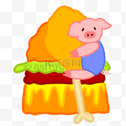 卡通汉堡鸡腿图片_手绘卡通可爱2019猪年小猪