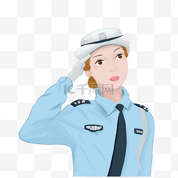 手绘人物制服女图片_劳动节女警手绘图