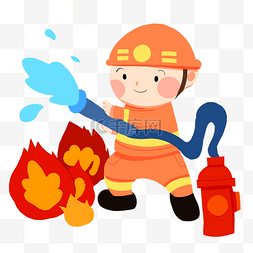 消防员头像图片_手绘消防安全消防员灭火插画