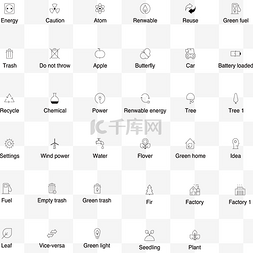 线型图标图片_资源能源环保线型图标