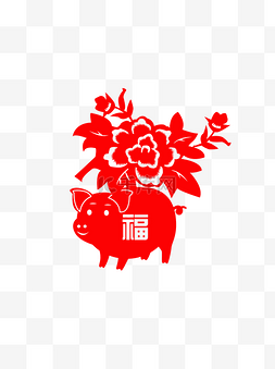 中国风古典花纹图片_猪年动物猪形象窗花挂件矢量剪纸