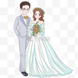 手绘婚礼新郎新娘人物插画