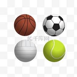 足球篮球网球图片_矢量手绘跟中运动球