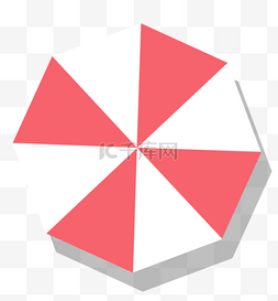 太阳伞手绘图片_手绘卡通红色白色太阳伞