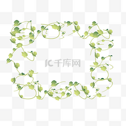 手绘绿色花藤植物边框