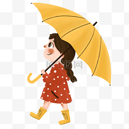 创意雨伞元素图片_彩色撑雨伞的女孩插画元素