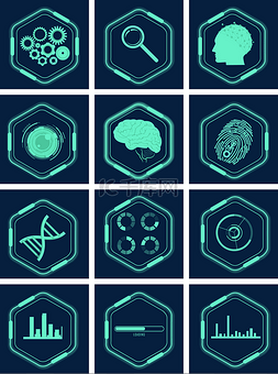 图标装饰图案图片_绿色高科技人工智能图标