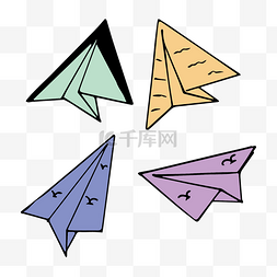 折纸图片_四个手绘纸飞机