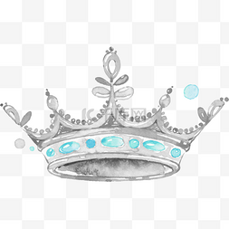 公主王冠图片_水彩手绘公主银色水晶皇冠
