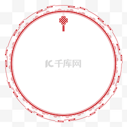中国风红色流云中国结圆形边框矢