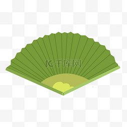中国风绿色折扇插画