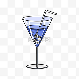 透明鸡尾酒杯图片_卡通简约可爱蓝色鸡尾酒透明酒杯