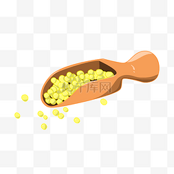 一铲子黄豆粮食插画