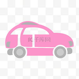 计程车图片_卡通粉色小汽车