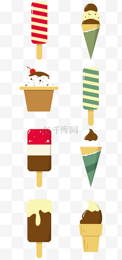甜筒上的冰淇淋球图片_卡通矢量手绘巧克力呢冰淇淋甜筒