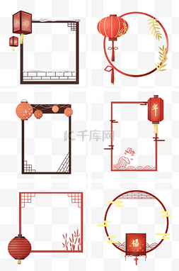 印花图片_复古红色中国风边框