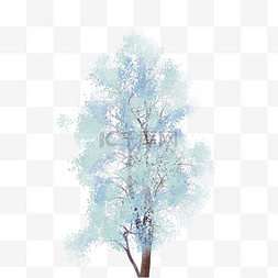 水彩免费下载图片_蓝色水彩树木免费下载