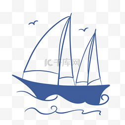 帆布袋口袋图片_手绘简单帆船素材