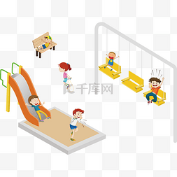 儿童玩耍矢量图片_手绘儿童游乐场设计素材