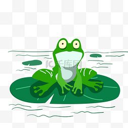 绿色河边图片_在荷叶上乘凉的青蛙高清图