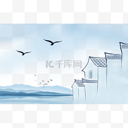 古典房屋元素图片_中国风建筑山水PNG