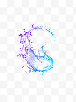 水流喷溅蓝紫渐变装饰素材设计